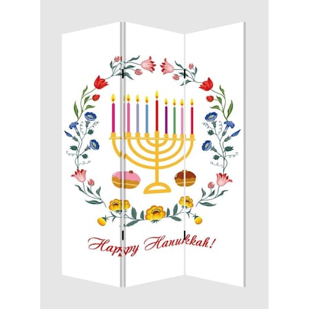 Palacedesigns Celebratory Hanukkah Three Panel Room Divider Screen Multi Color PA3669691